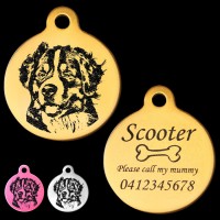 Bernese Mountain Dog Engraved 31mm Large Round Pet Dog ID Tag